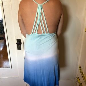 Blue ombré dress with cross string back